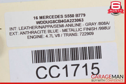 14-17 Mercedes W222 S550 S500 Front Right Side Interior Door Panel Cover Gray