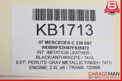 01-07 Mercedes W203 C230 Rear View Interior Upper Mirror Assembly Grey OEM