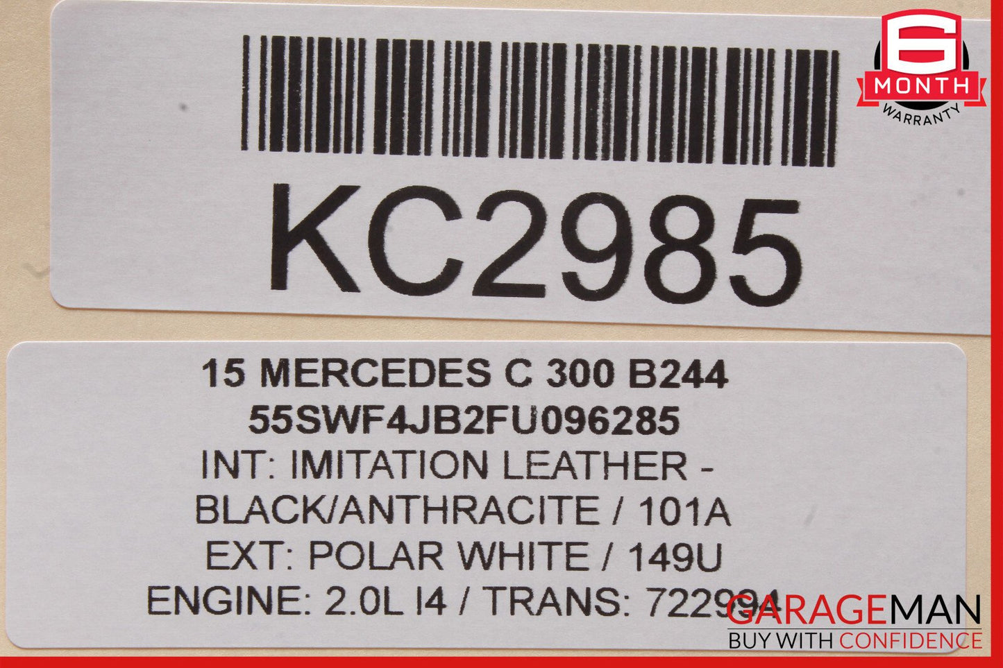 14-19 Mercedes W205 C300 GLC300 S550 Interior Rear View Mirror Gray OEM