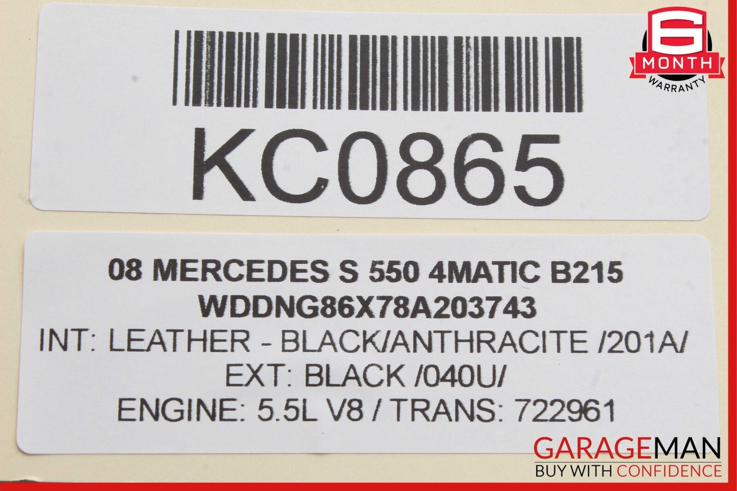07-09 Mercedes W221 S550 S600 Front Left Side Mirror Door Rear View Black OEM
