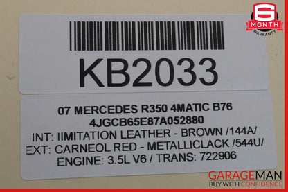 07-12 Mercedes W251 R350 4MATIC Front Right Side Door Window Regulator Motor OEM
