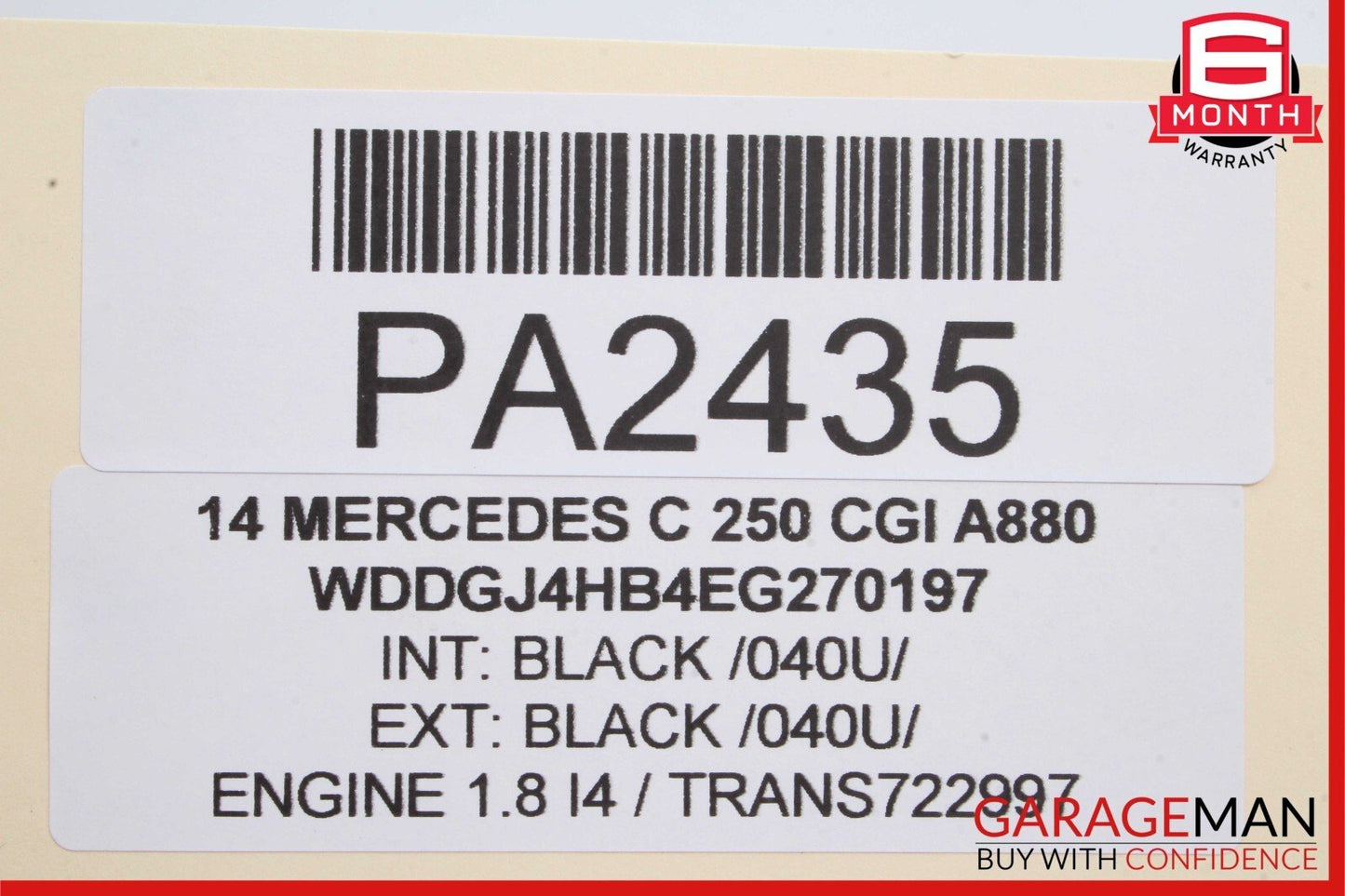 12-14 Mercedes W204 C250 C300 Right Side Keyless Go Exterior Door Handle White