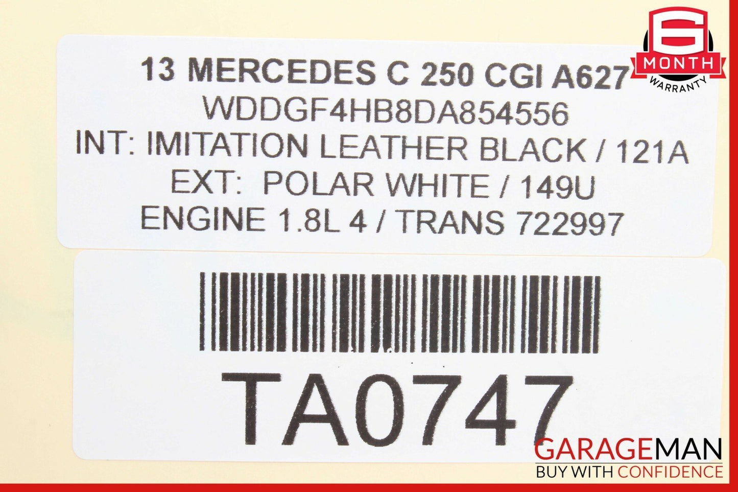 08-14 Mercedes W204 C250 Rear Overhead Reading Map Dome Light Lamp OEM