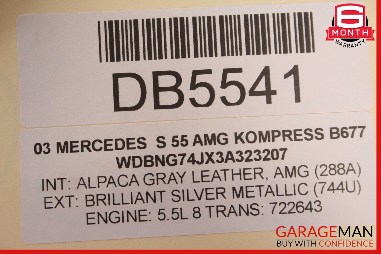 03-06 Mercedes W220 S55 AMG S430 Dashboard Dash Board Glove Box Assembly Grey