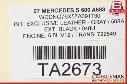 07-13 Mercedes W221 S600 Rear Differential Drive Shaft Propeller Assembly RWD