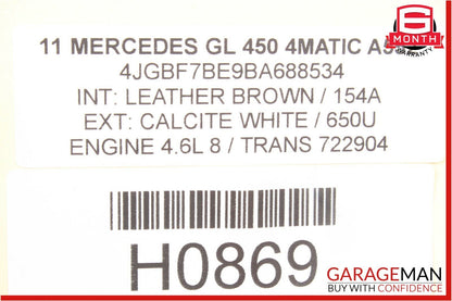 06-12 Mercedes X164 GL450 ML450 Front Right Side Sun Visor Sunvisor Shade Beige