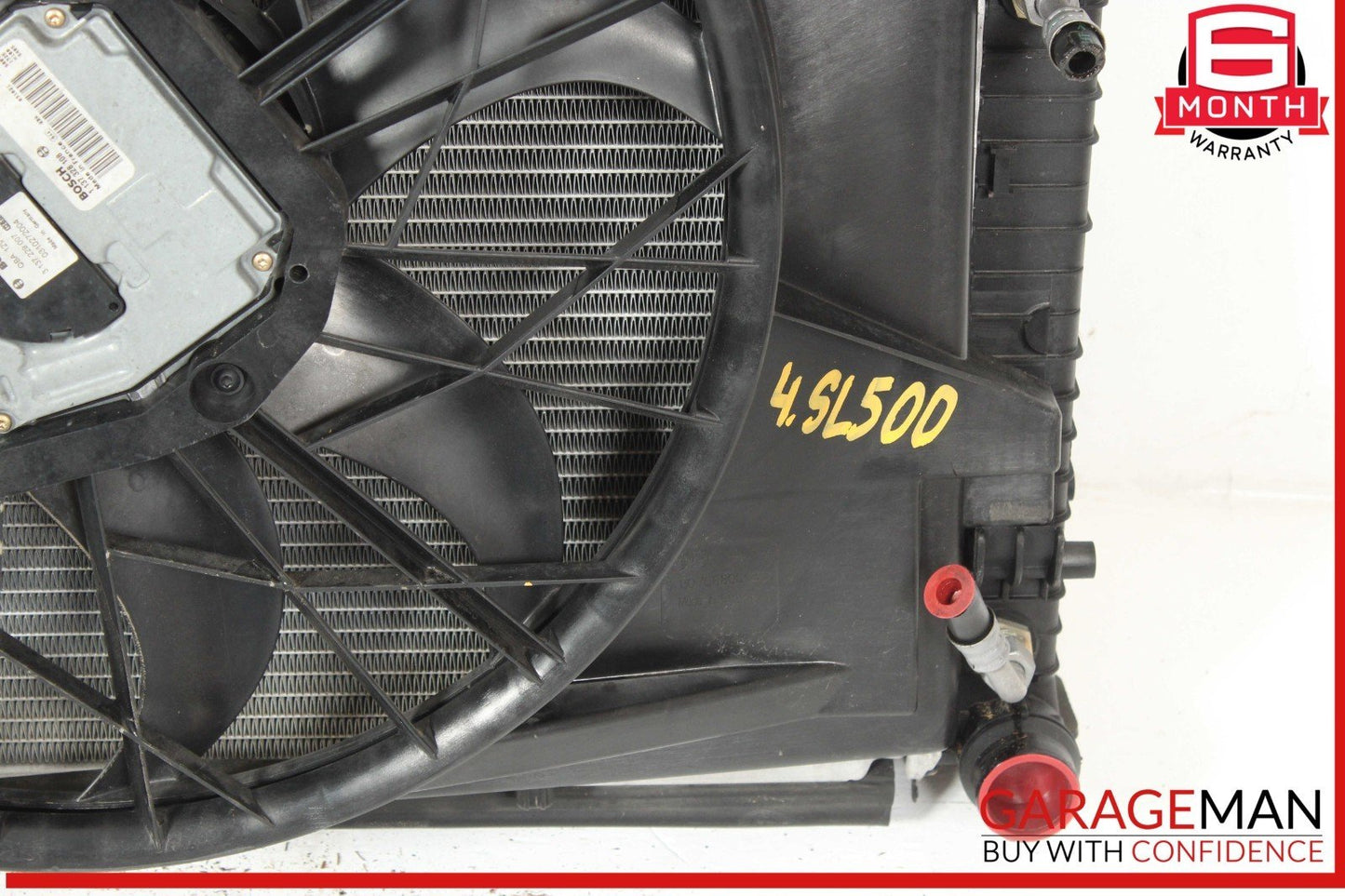 03-06 Mercedes R230 SL500 Engine Motor Cooling Radiator Fan Shroud A/C Condenser