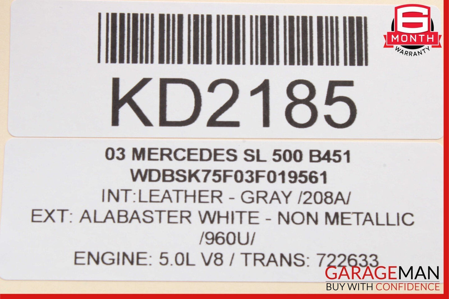 03-12 Mercedes R230 SL500 SL65 Front Right Side Door Window Regulator Motor Unit