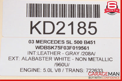 03-12 Mercedes R230 SL500 SL65 Front Right Side Door Window Regulator Motor Unit