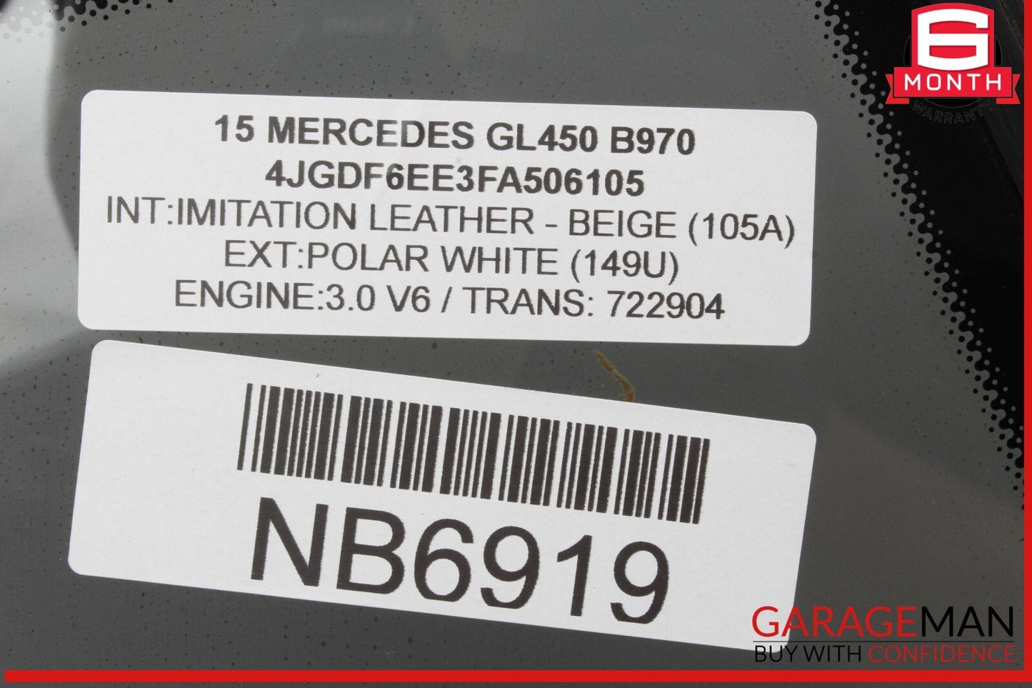 13-19 Mercedes X166 GL450 GL550 GLS550 Rear Left Fixed Privacy Window Glass OEM