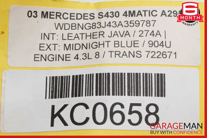 03-06 Mercedes W220 S430 CL55 AMG Steering Column Control Switches Assembly OEM