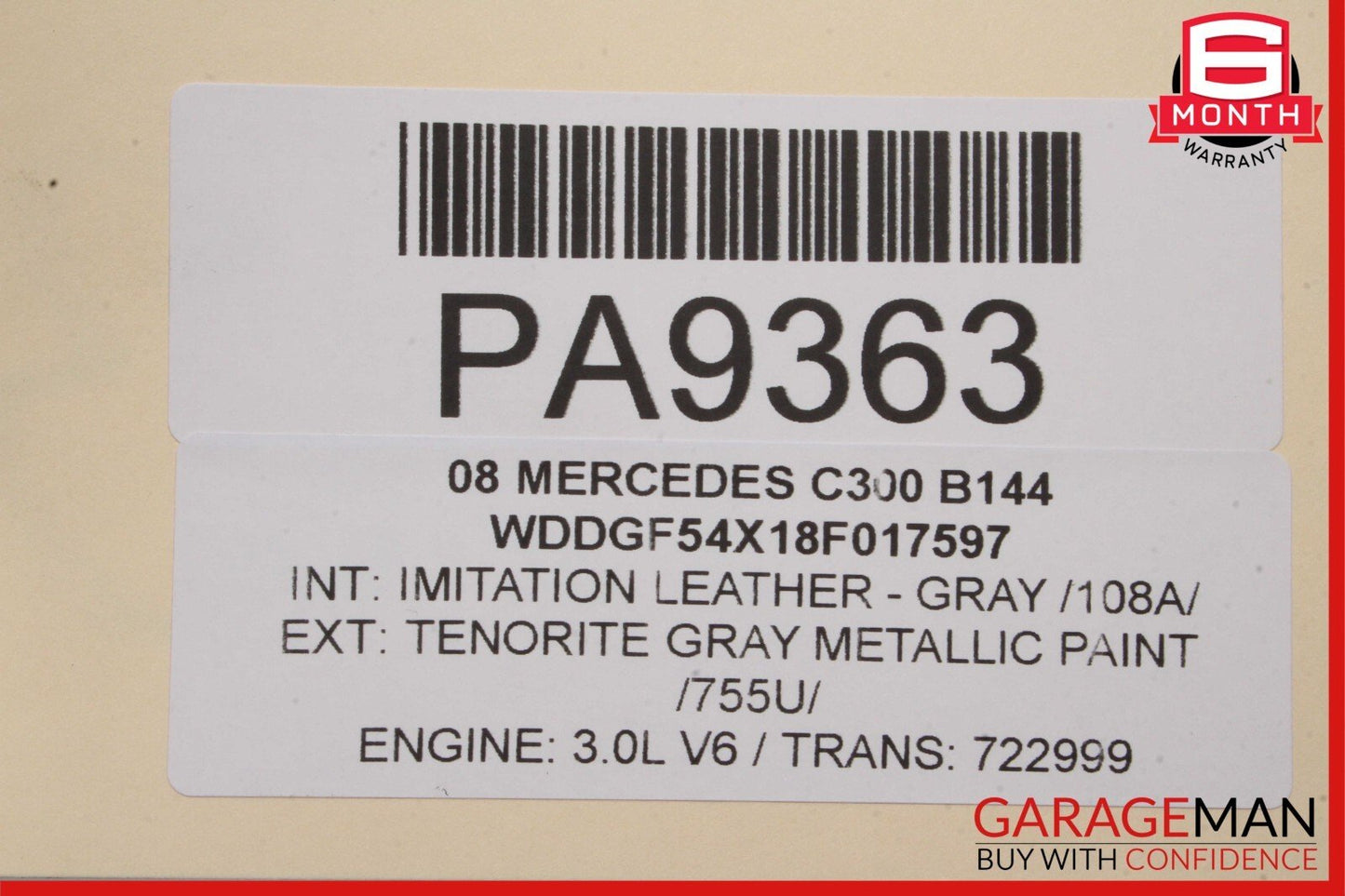 06-11 Mercedes SLK280 C300 3.0L M272 V6 Engine Motor Block Assembly RWD 143k