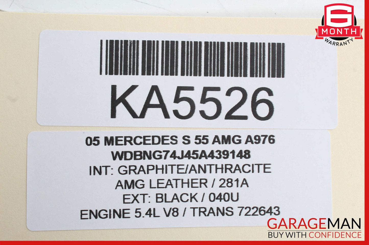 03-08 Mercedes W220 S55 E55 AMG EGR Smog Air Pump Check Valve Right Side OEM