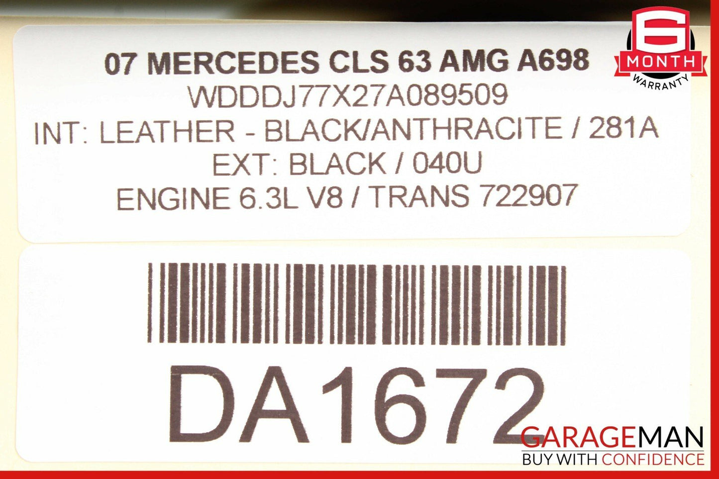 06-11 Mercedes W219 CLS55 AMG Front Right / Left Side Seat Headrest Head Rest