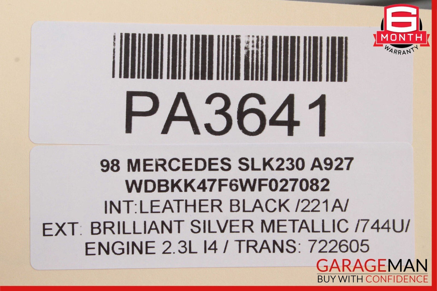 97-04 Mercedes R170 SLK320 Convertible Hard Top Folding Roof Panel Silver