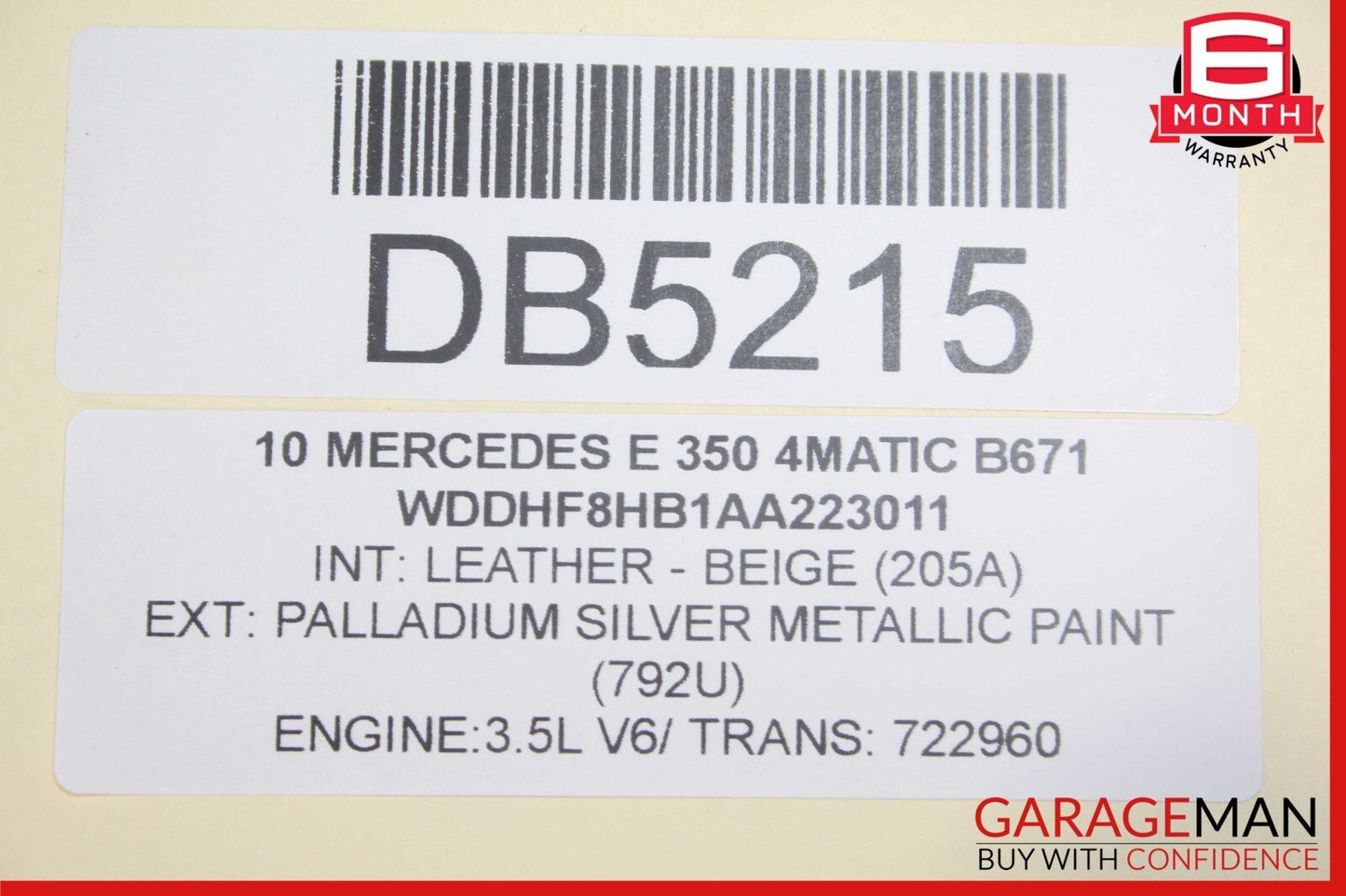 10-13 Mercedes W212 E350 E550 Front Left Side Interior Door Panel Assy Beige