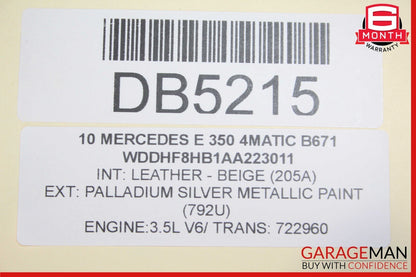10-13 Mercedes W212 E350 E550 Front Left Side Interior Door Panel Assy Beige