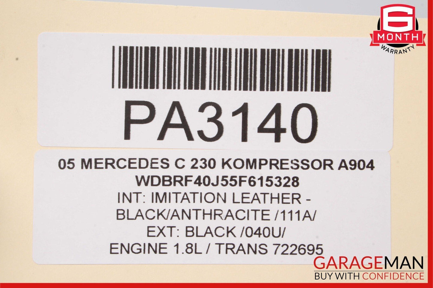 05-07 Mercedes W203 C230 C350 Front Left Driver Top Upper Seat Cushion Black OEM