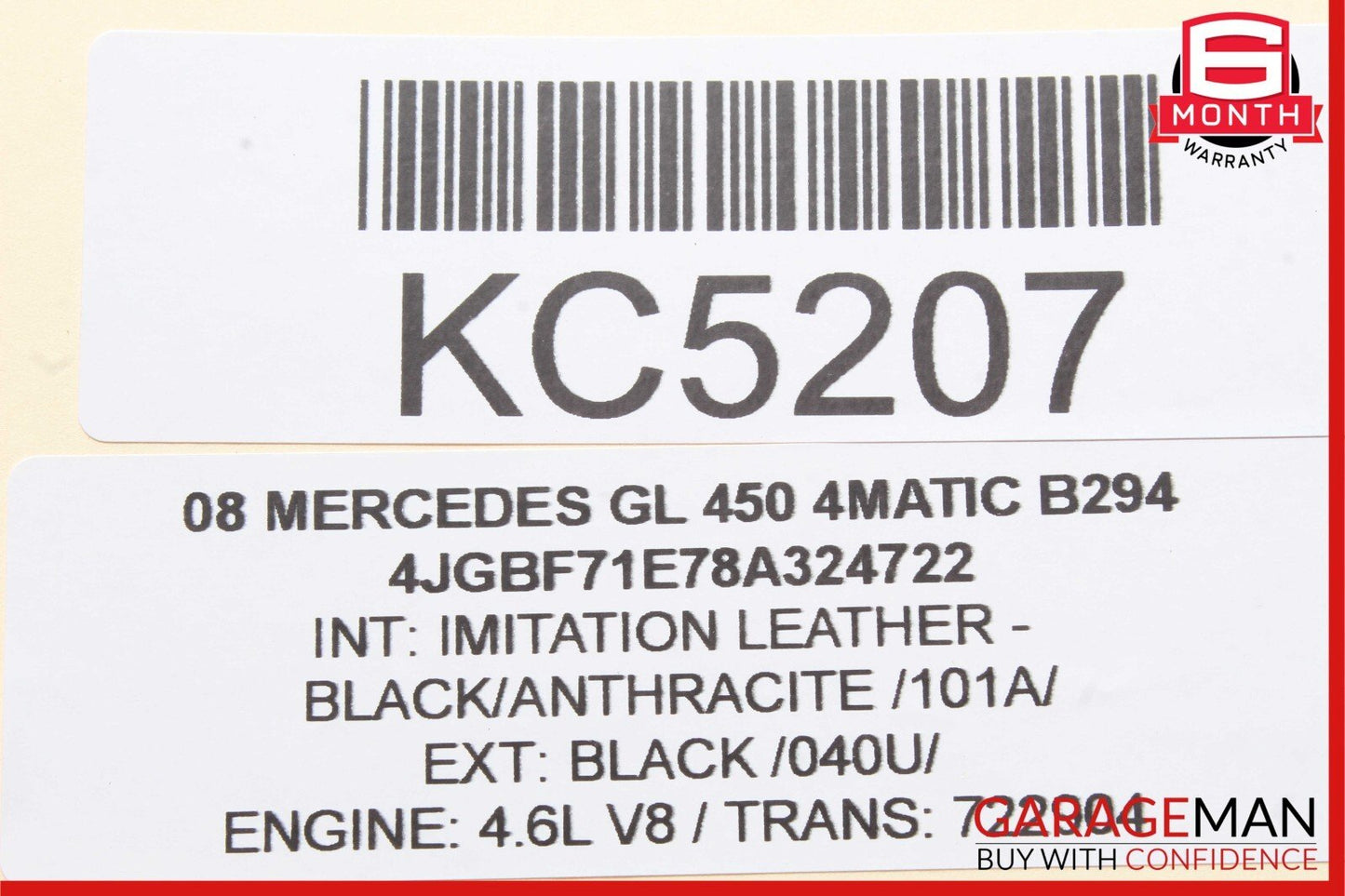 07-12 Mercedes X164 GL450 4Matic Rear Left Side 3rd Third Row Seat Belt Seatbelt