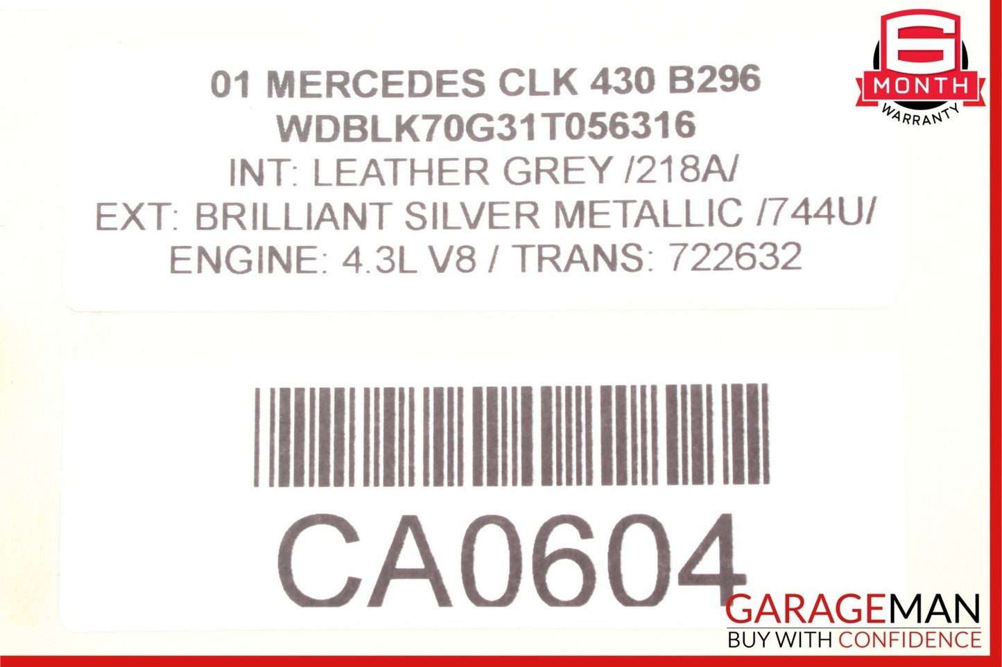 98-03 Mercedes W208 CLK430 CLK320 Rear Right Quarter Molding Trim 2086900462 OEM