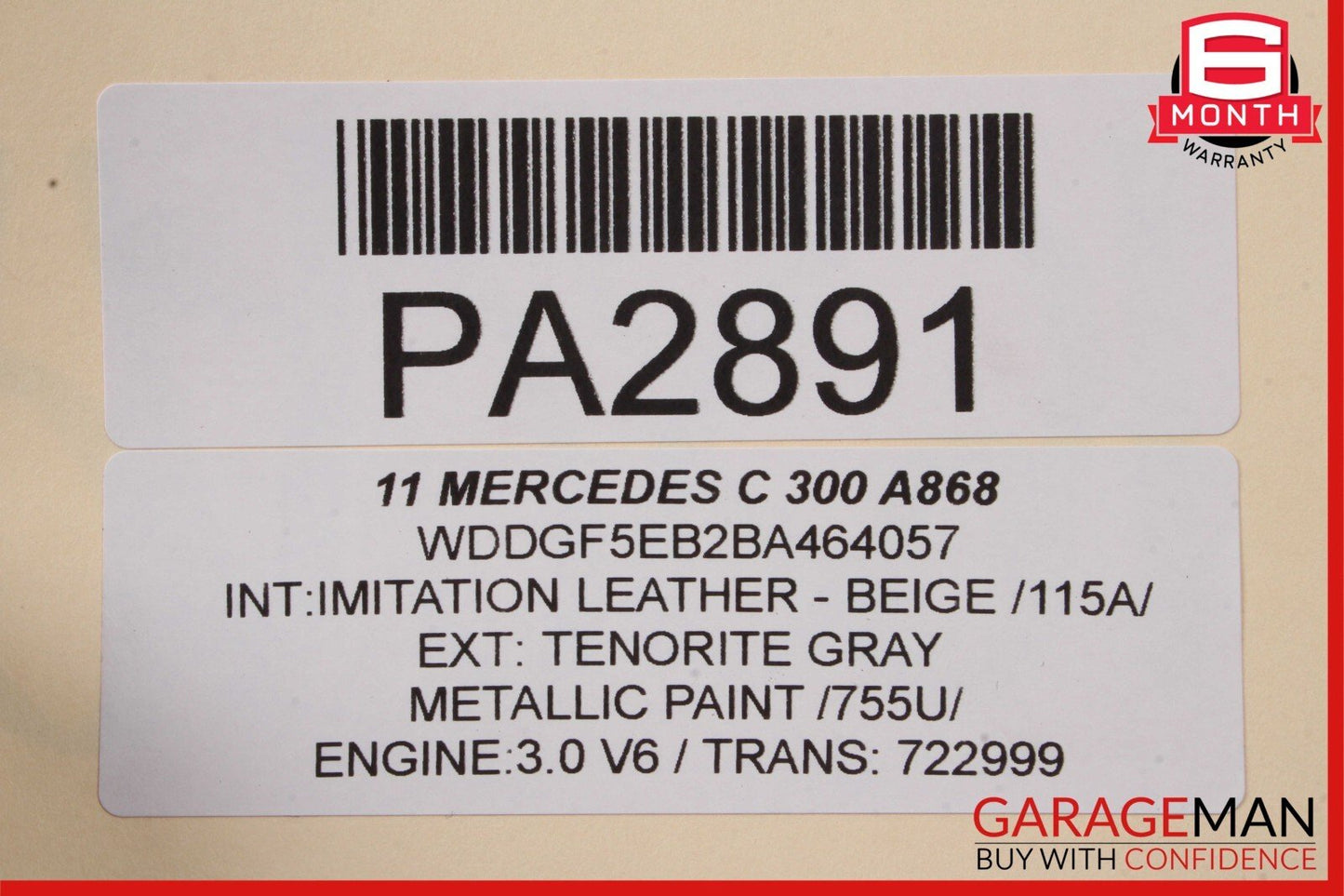 08-14 Mercedes W204 C300 AMG Sport Sedan Left Side Skirt Rocker Moulding Gray