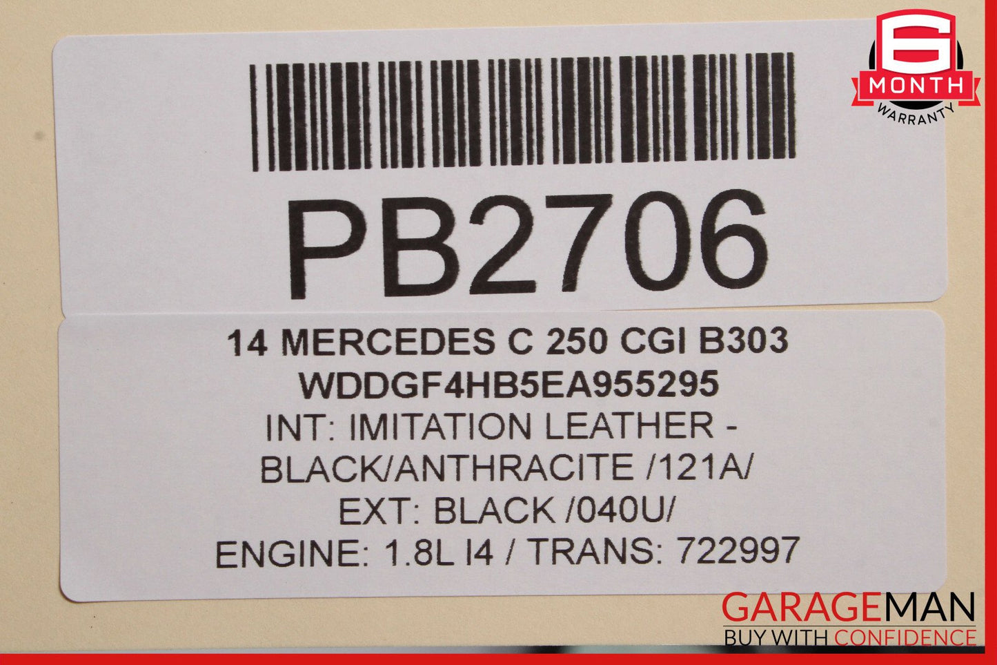 08-14 Mercedes W204 C250 C300 C350 Rear Left Interior Door Panel OEM