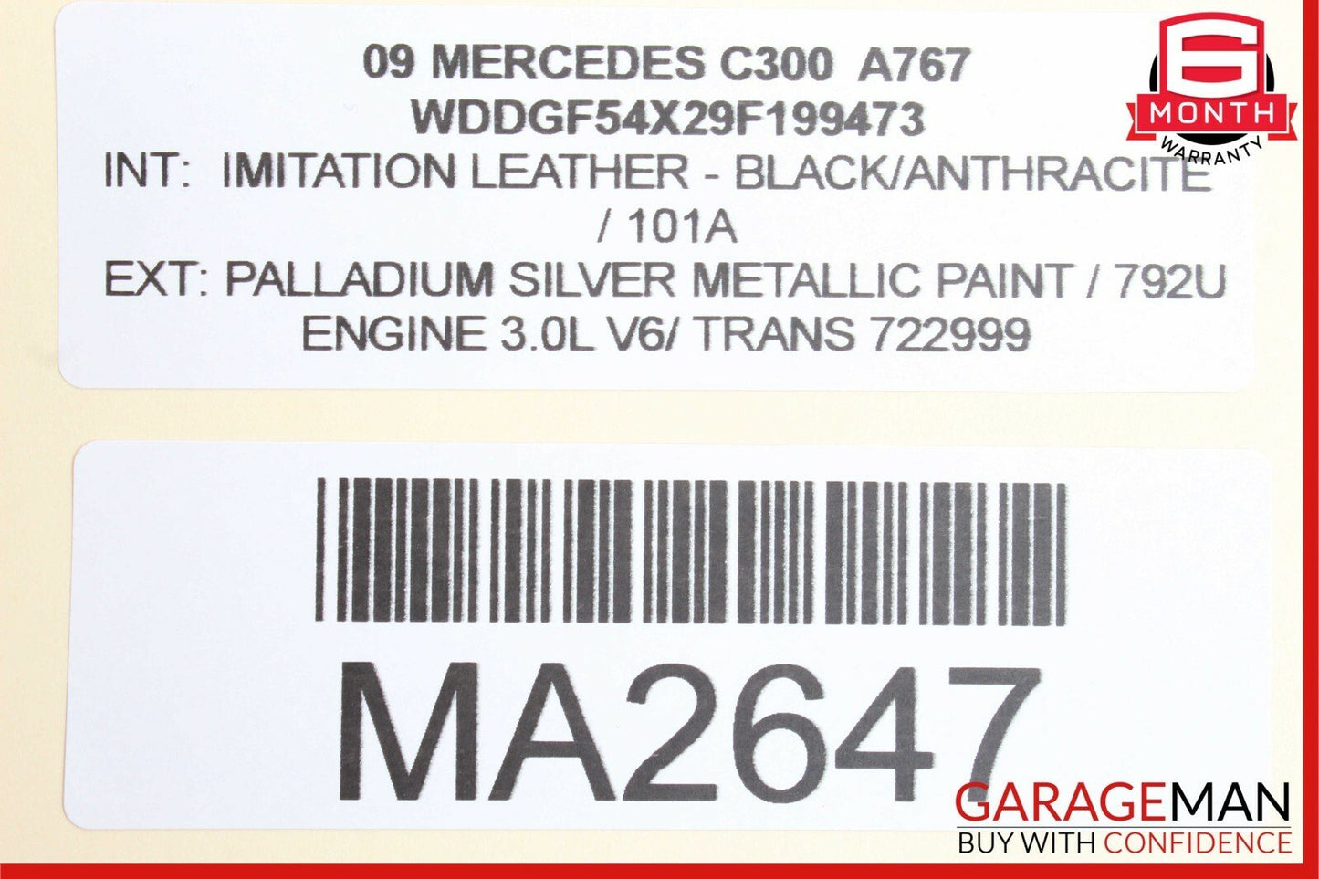 08-11 Mercedes W204 C300 Taillight Tail Light Lamp Right Passenger Side OEM