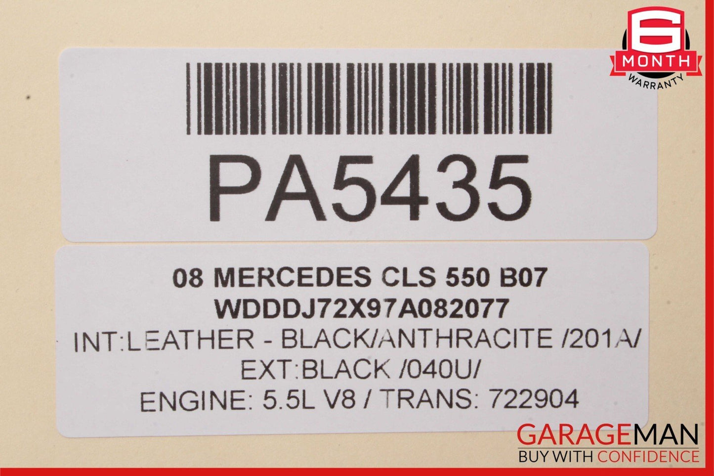 06-11 Mercedes W219 CLS500 Rear Left Interior Door Trim Panel Cover Anthracite