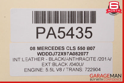 06-11 Mercedes W219 CLS500 Rear Left Interior Door Trim Panel Cover Anthracite