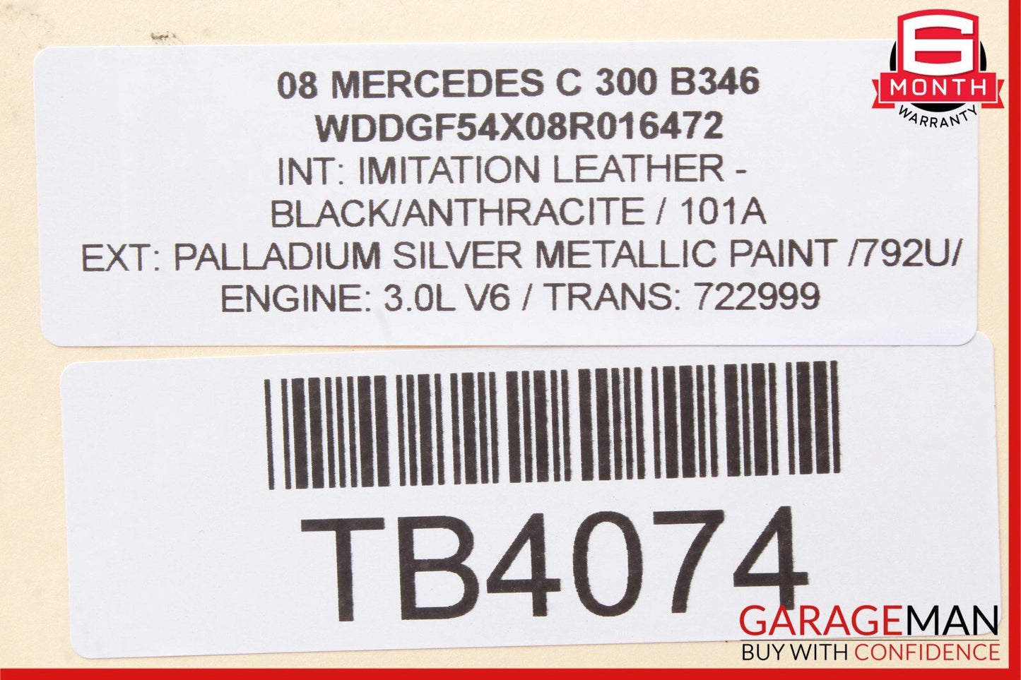 08-14 Mercedes W204 C300 Front Right Side Top Upper Seat Cushion Black OEM
