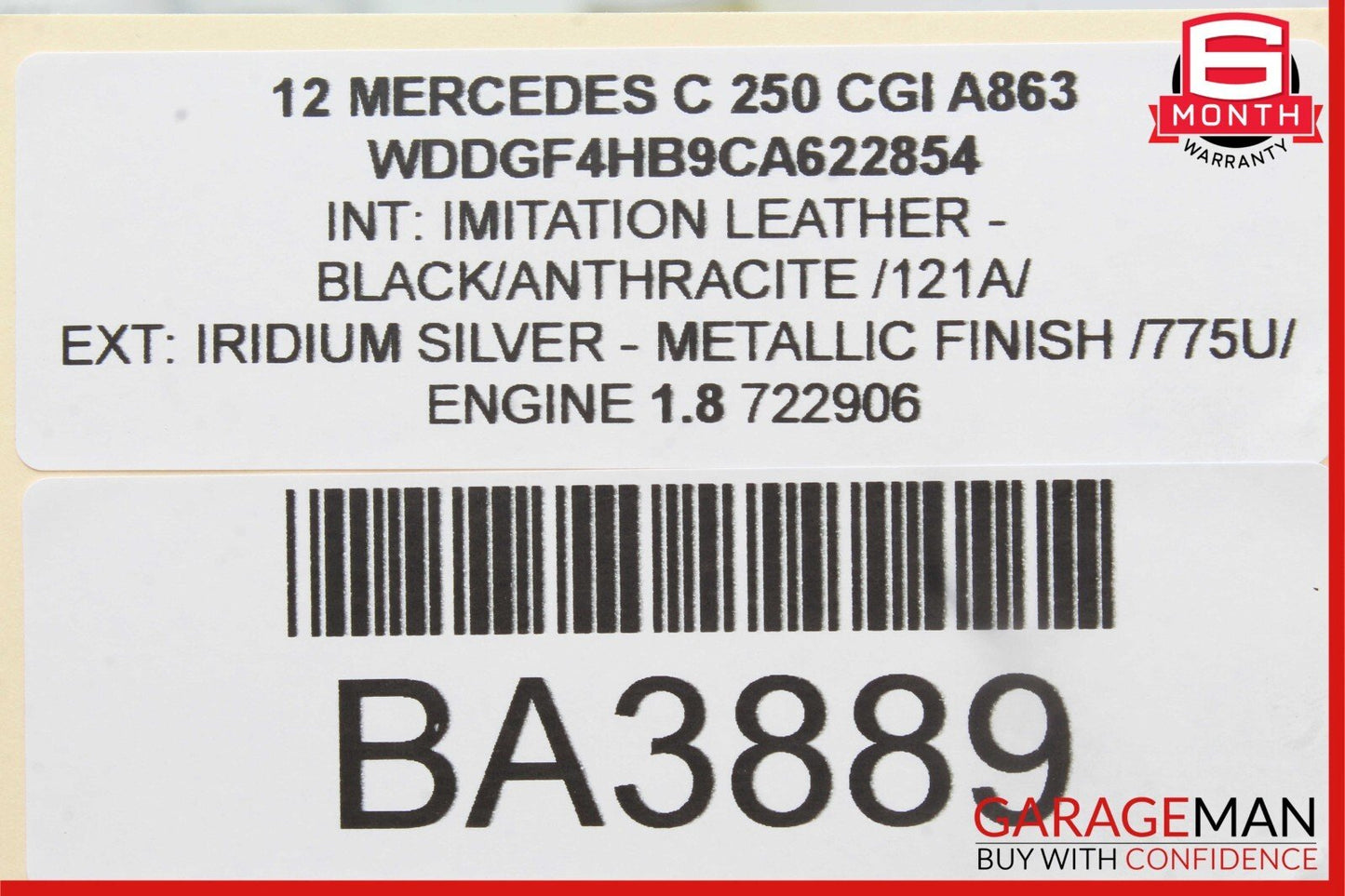 08-14 Mercedes W204 C250 C300 Rear Left Door Window Regulator Motor OEM
