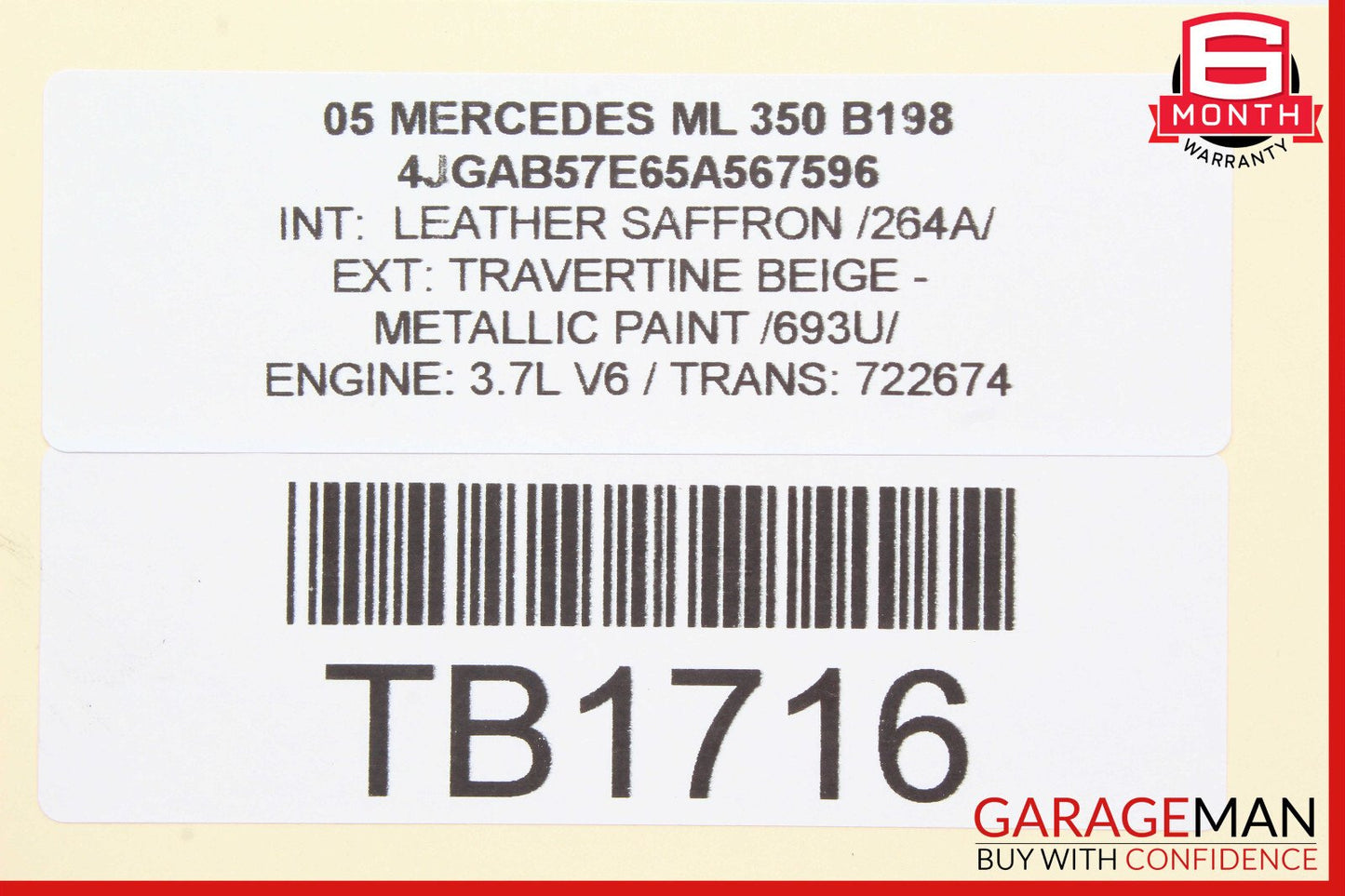 03-06 Mercedes W163 ML350 S350 Fuel Injection Rail Line w/ Injectors 1120701095