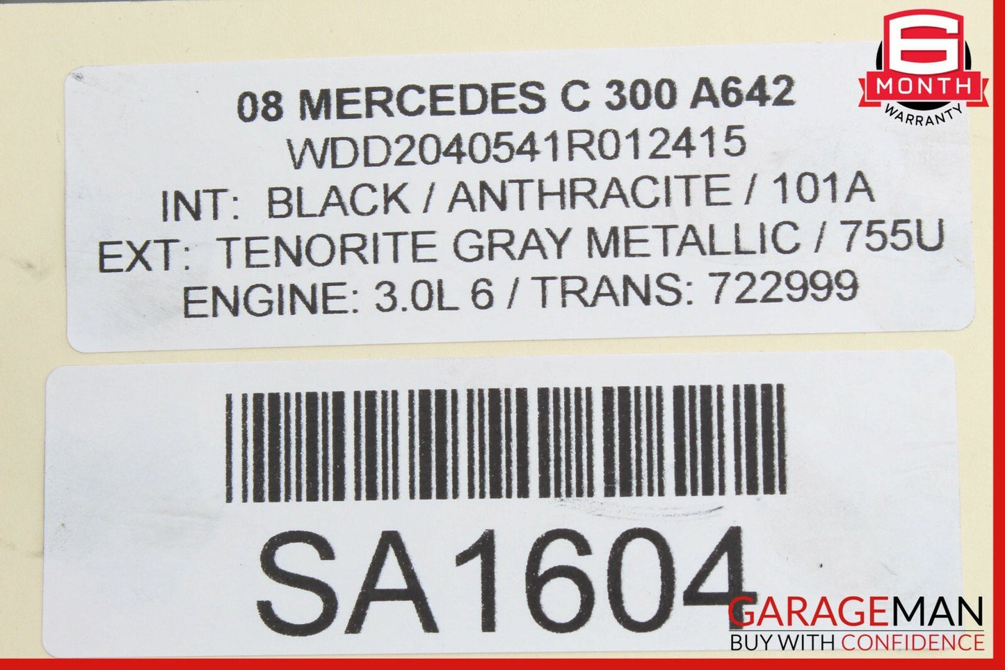 08-11 Mercedes W204 C300 Front Left Exterior Door Handle w/ Door Actuator Grey