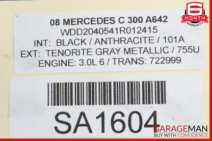 08-11 Mercedes W204 C300 Front Left Exterior Door Handle w/ Door Actuator Grey