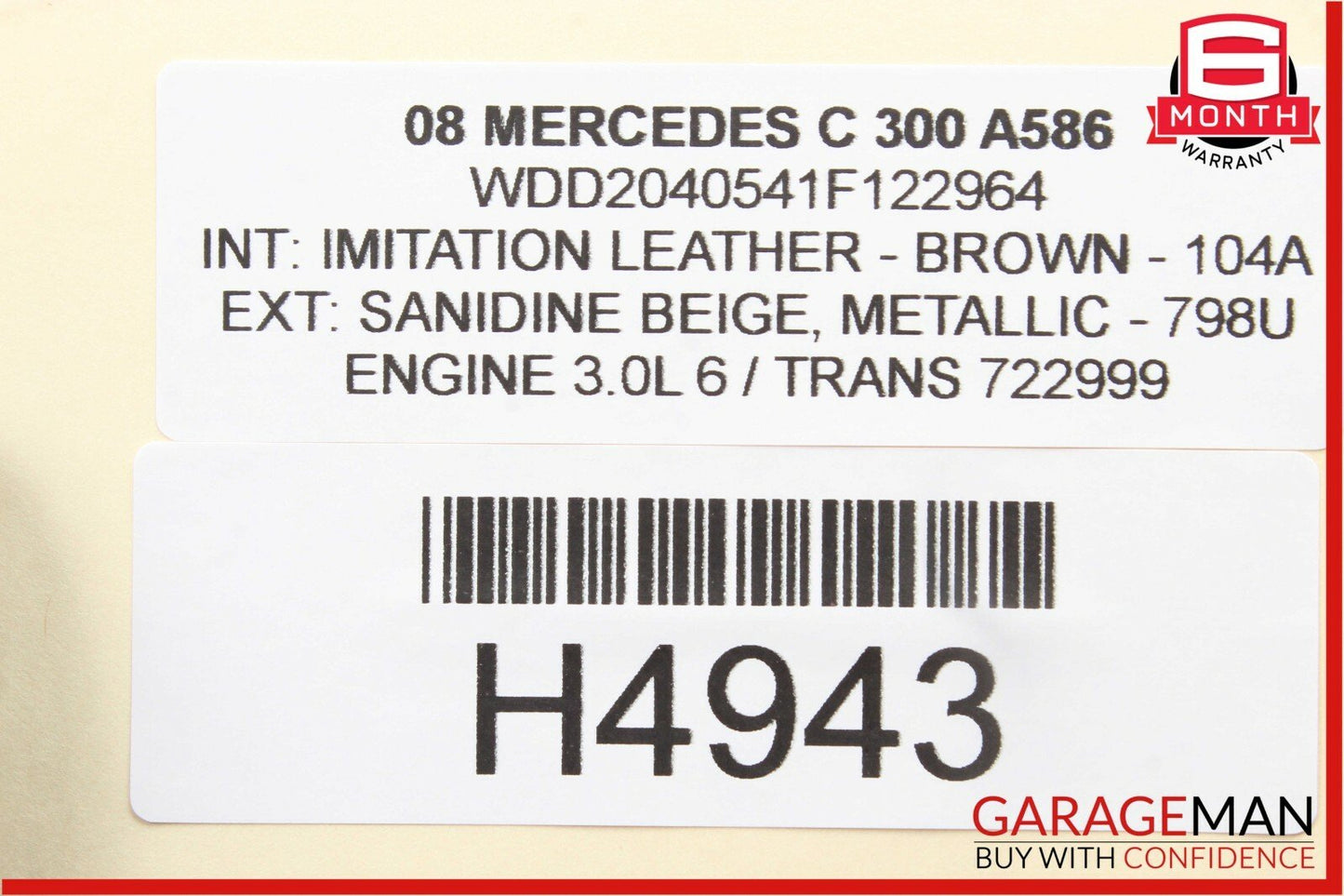 08-11 Mercedes W204 C300 Front Left Exterior Door Handle w/ Door Actuator Beige