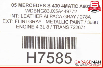 00-06 Mercedes W220 S430 Front Right Dynamic Seat Vacuum Pump Module OEM