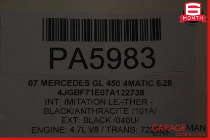 07-12 Mercedes X164 GL450 GL550 Front Right Side Lower Bottom Seat Cushion OEM