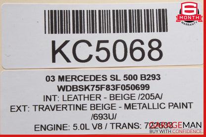 03-06 Mercedes R230 SL500 SL55 AMG Under Seat Control Module Right Side OEM