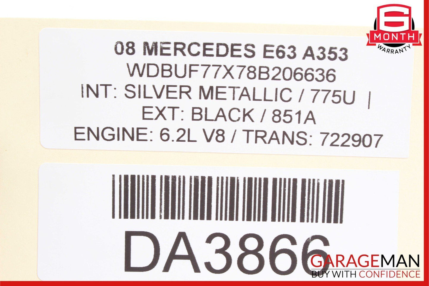 07-15 Mercedes E63 CLK63 CLS63 AMG Right Side Engine Motor EGR Check Valve
