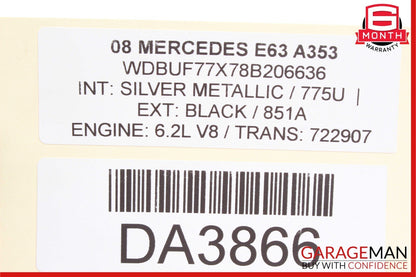 07-15 Mercedes E63 CLK63 CLS63 AMG Right Side Engine Motor EGR Check Valve