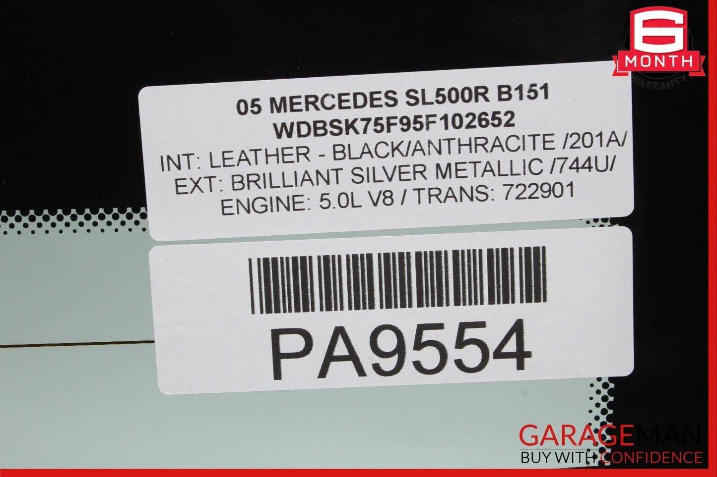 03-11 Mercedes R230 SL500 SL550 SL65 AMG Rear Back Windshield Window Glass OEM