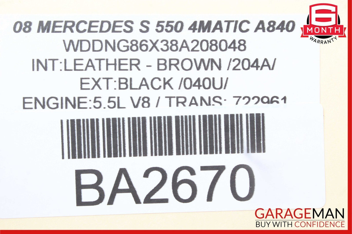 07-13 Mercedes W221 S550 S400 S63 AMG Rear Left Door Window Regulator Motor Unit