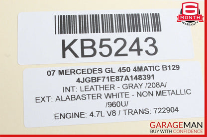 06-12 Mercedes GL500 GL450 ML350 Rear Right Quarter Window Regulator Motor OEM