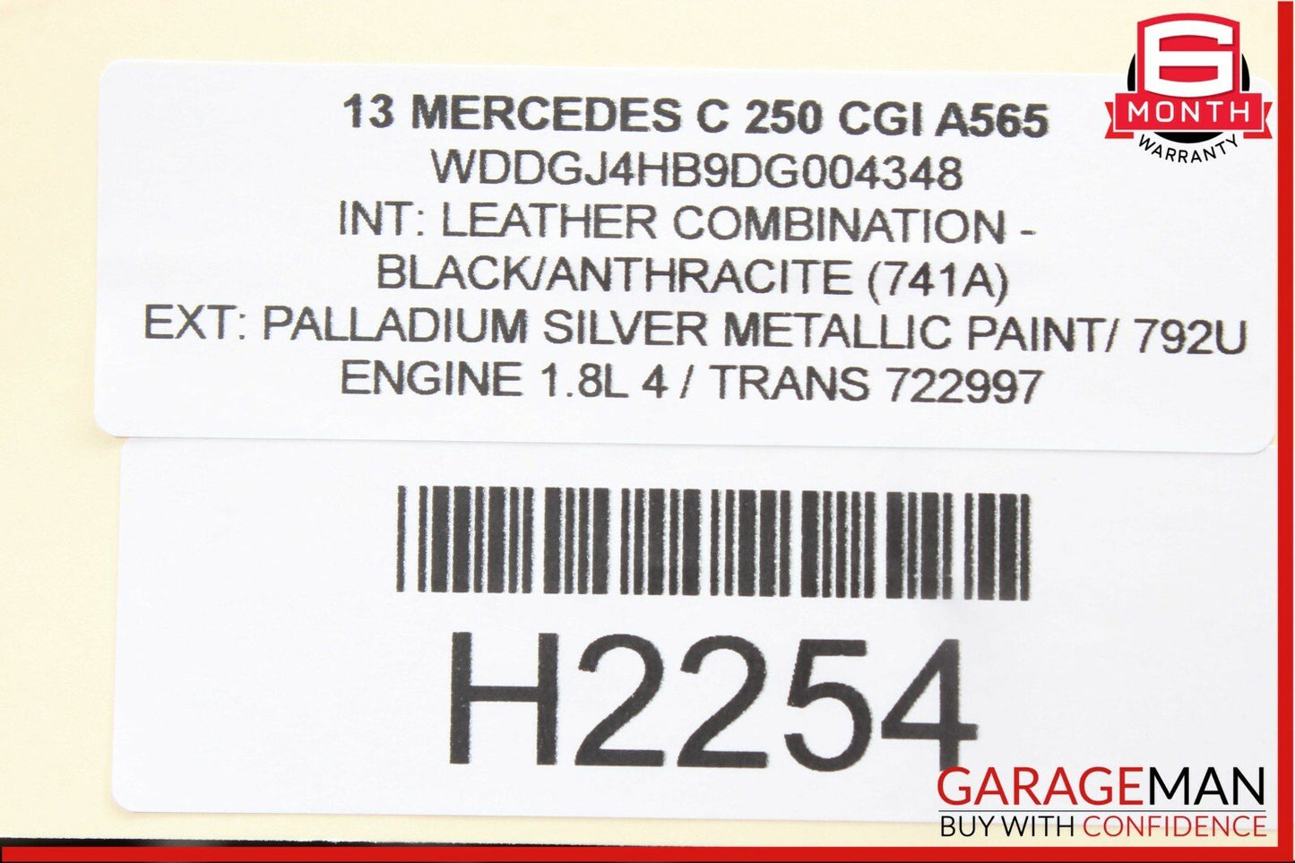 08-14 Mercedes W204 C300 C250 Interior Top Upper Rear View Mirror Assembly Black