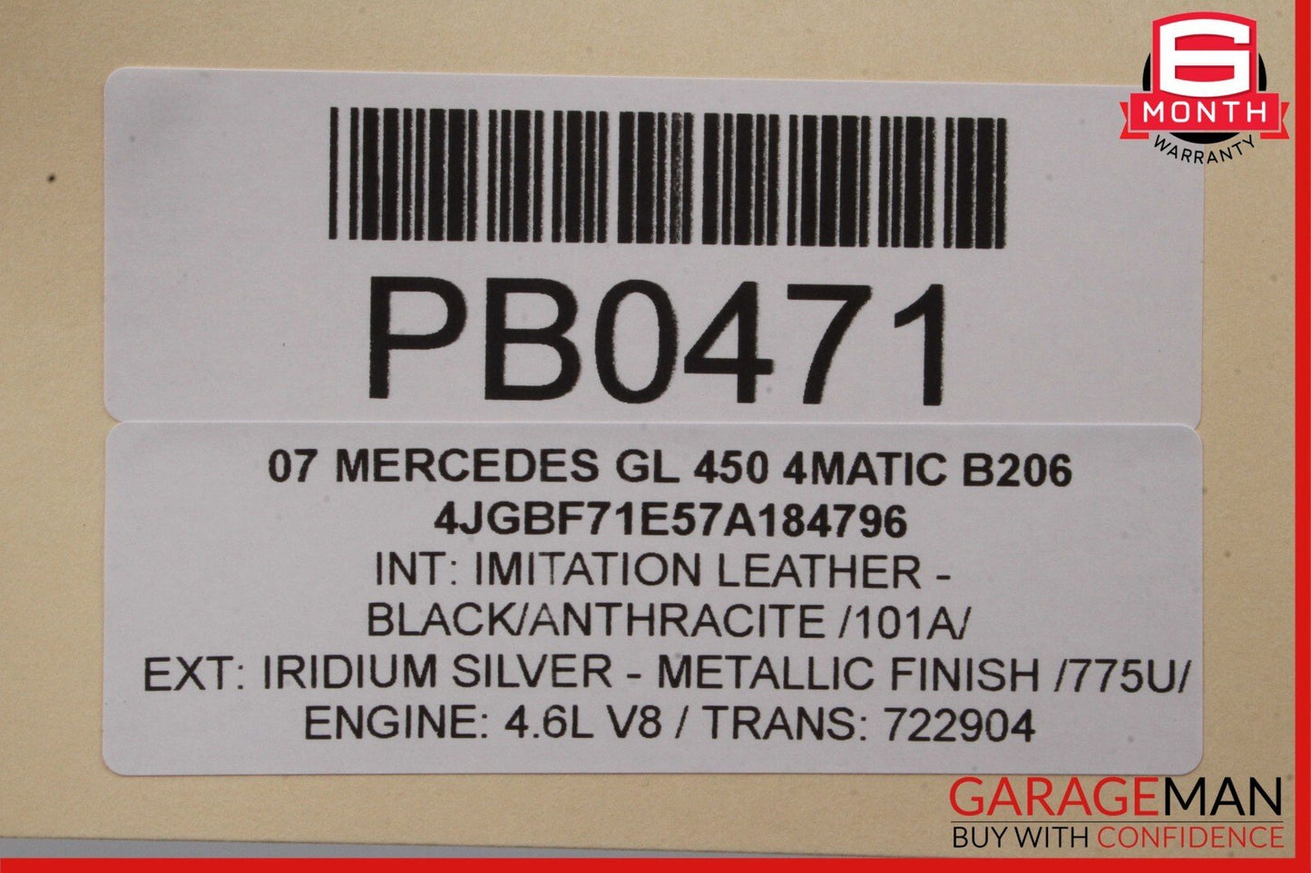 07-12 Mercedes X164 GL450 GL550 Front Left Top Upper Seat Cushion Anthracite
