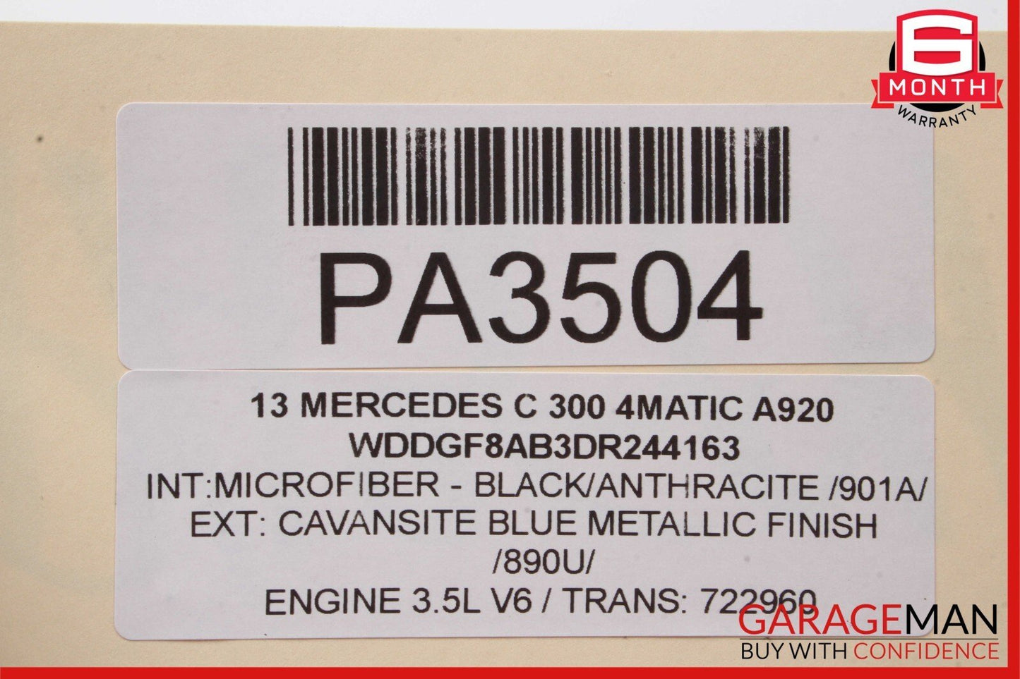 08-14 Mercedes W204 C250 AMG Sport Left Side Skirt Rocker Moulding Panel Blue