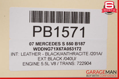 07-09 Mercedes W221 S550 Front Right Passenger Interior Door Panel Black OEM