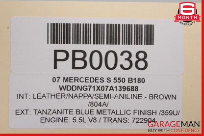 07-09 Mercedes W221 S450 S550 Front Right Passenger Interior Door Panel Brown