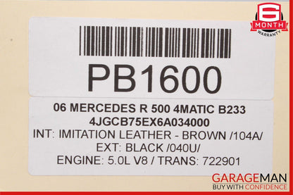 06-10 Mercedes W251 R350 R500 Front Upper Radiator Core Support Tie Bracket Bar