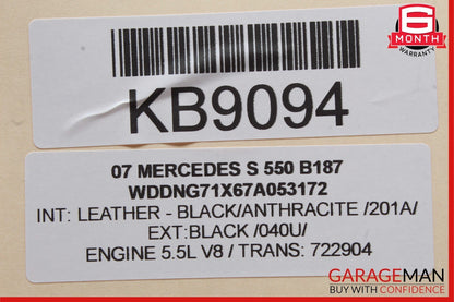 07-09 Mercedes W221 S550 CL550 Overhead Dome Light Sunroof Control OEM